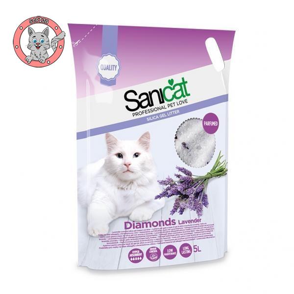 Sanicat Diamond Lavanda - silikonski posip za mačke - 5l